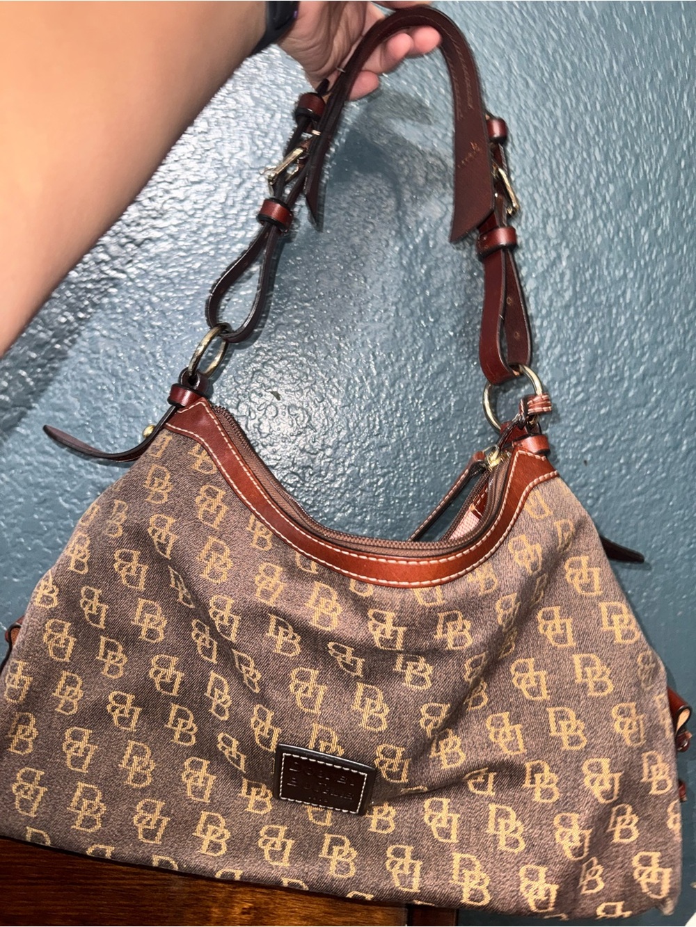 Dooney & Bourke Brown Purse with Leather Trim